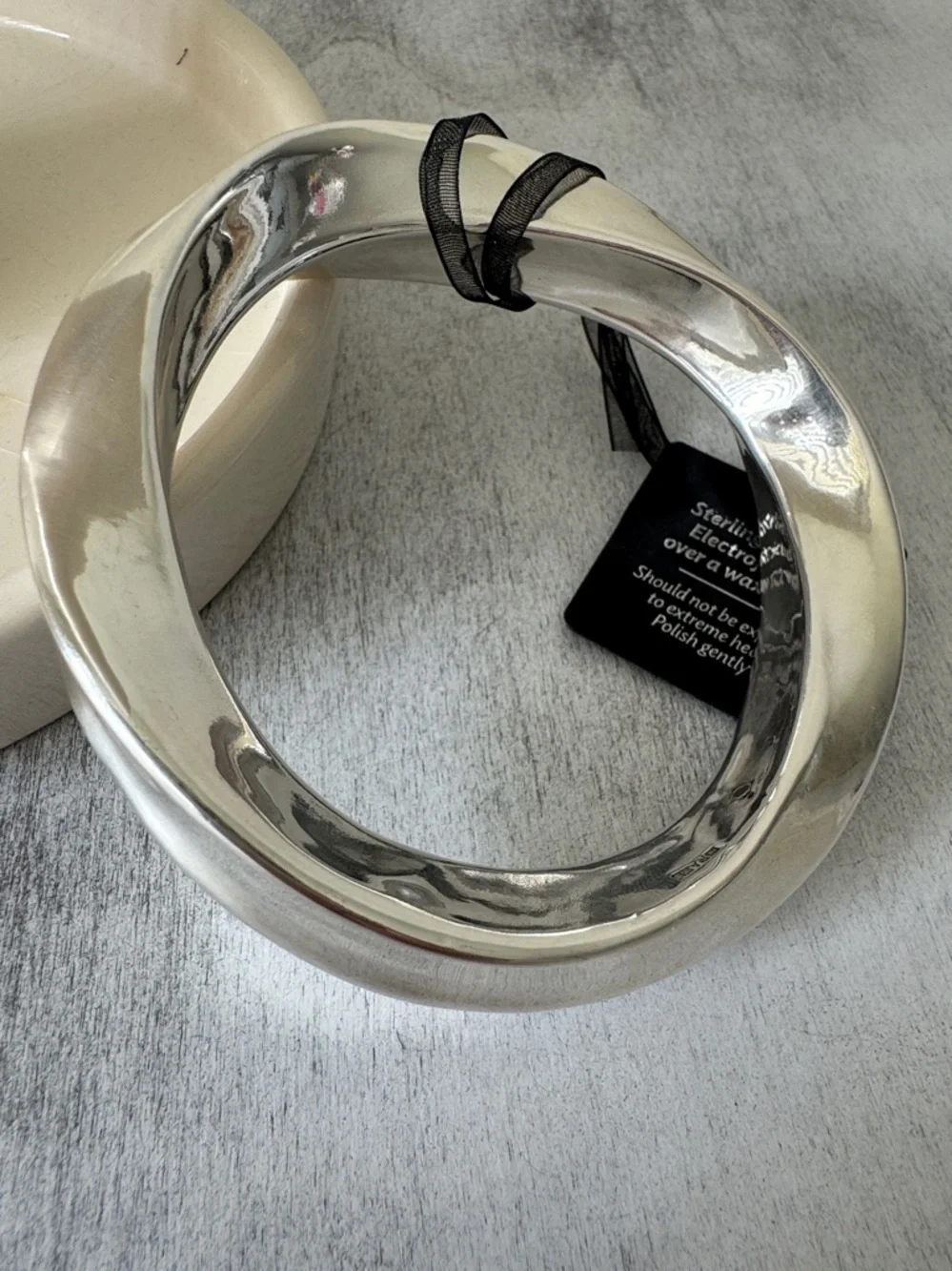 E&L Sterling Silver Bangle Statement Bracelet Israel Electroform Wavy D-2/5